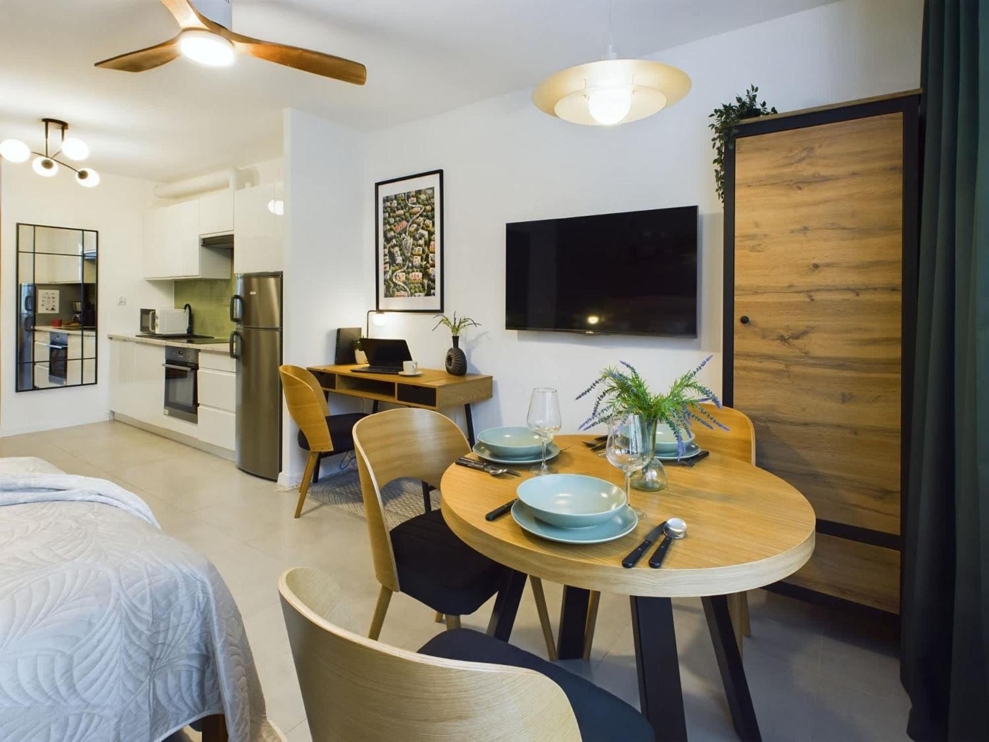 Atmospheric For 3 People In With Desk For Remote Work By Renters Apartment Warsaw